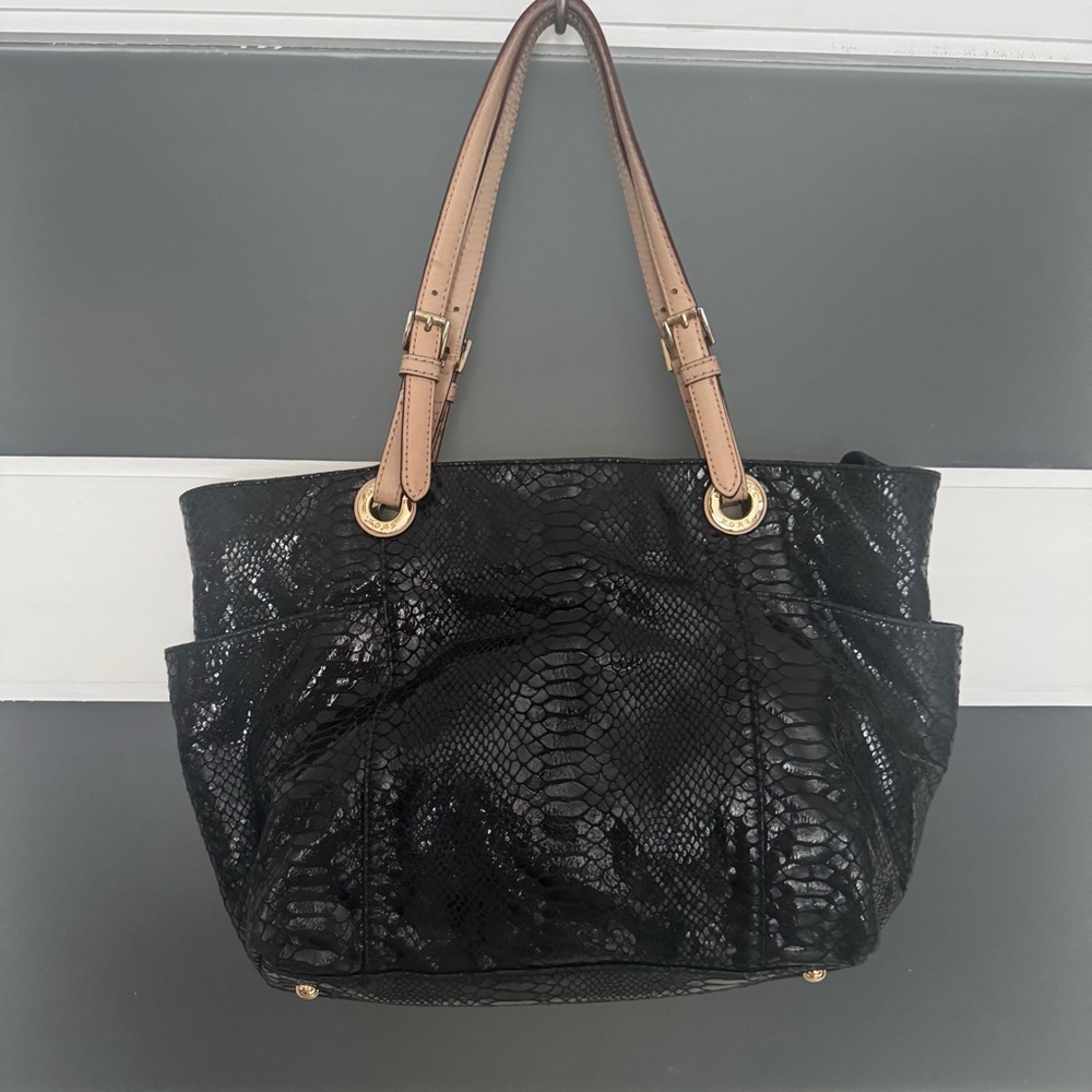 Michael Kors Black Snakeskin Shoulder Bag